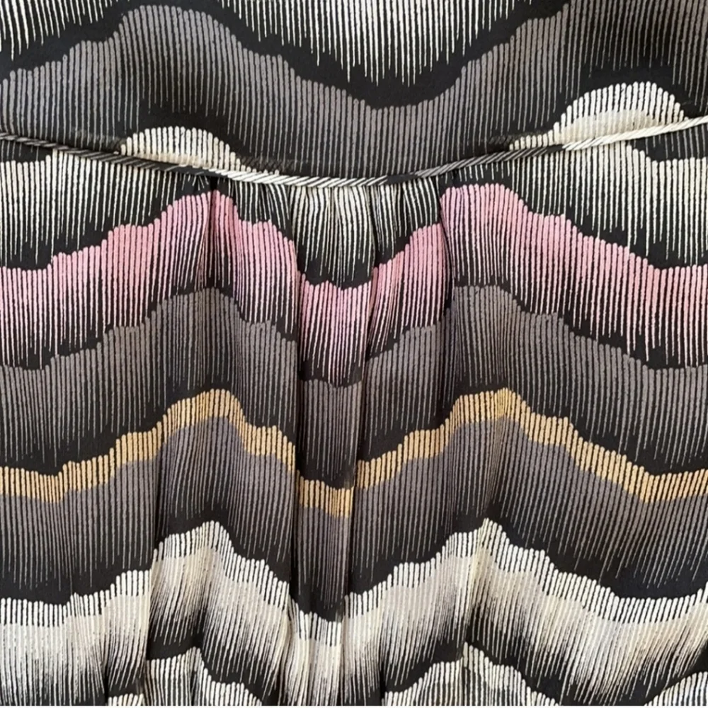 Multi- colored silk overlay printed v-neck dress - Picture 7 of 11